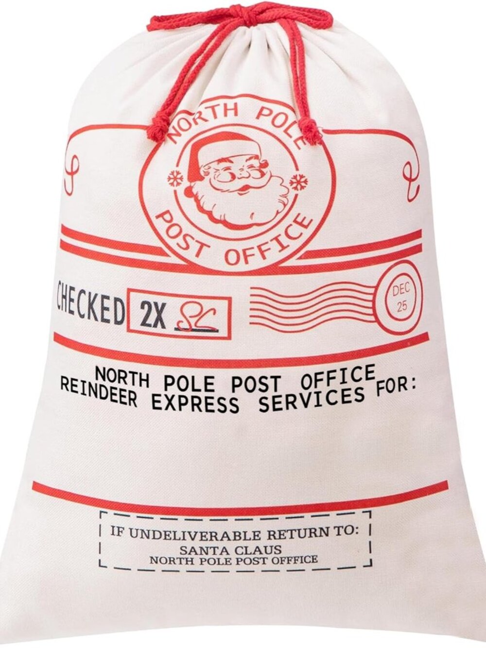 Canvas Santa Sack, 19.7 X 27.6 Inch Large Santa Bags for Gifts, Personalized Chr